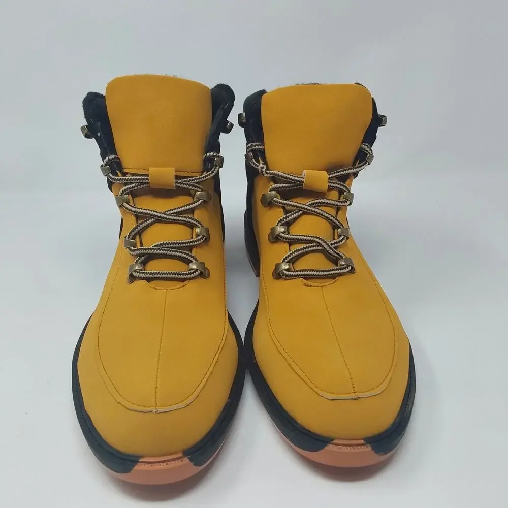Mens Yellow Black Hiking Boots Lace Up Outdoor Work Boots Size 8.5 US/ 42 EU